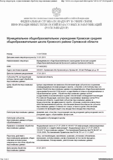 Заявление в роскомнадзор об обработке персональных данных образец